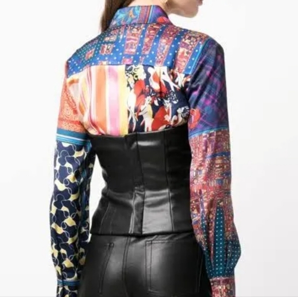 STAUD Tracing Faux Vegan Leather Bustier Strapless Top in Reddish Orange Size 0 - Picture 7 of 15